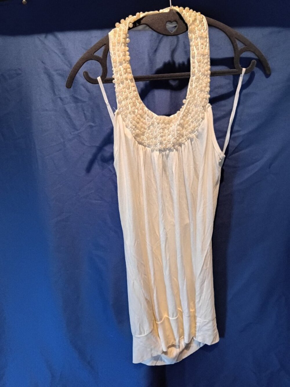 NWT Vintage white beaded halter top Large